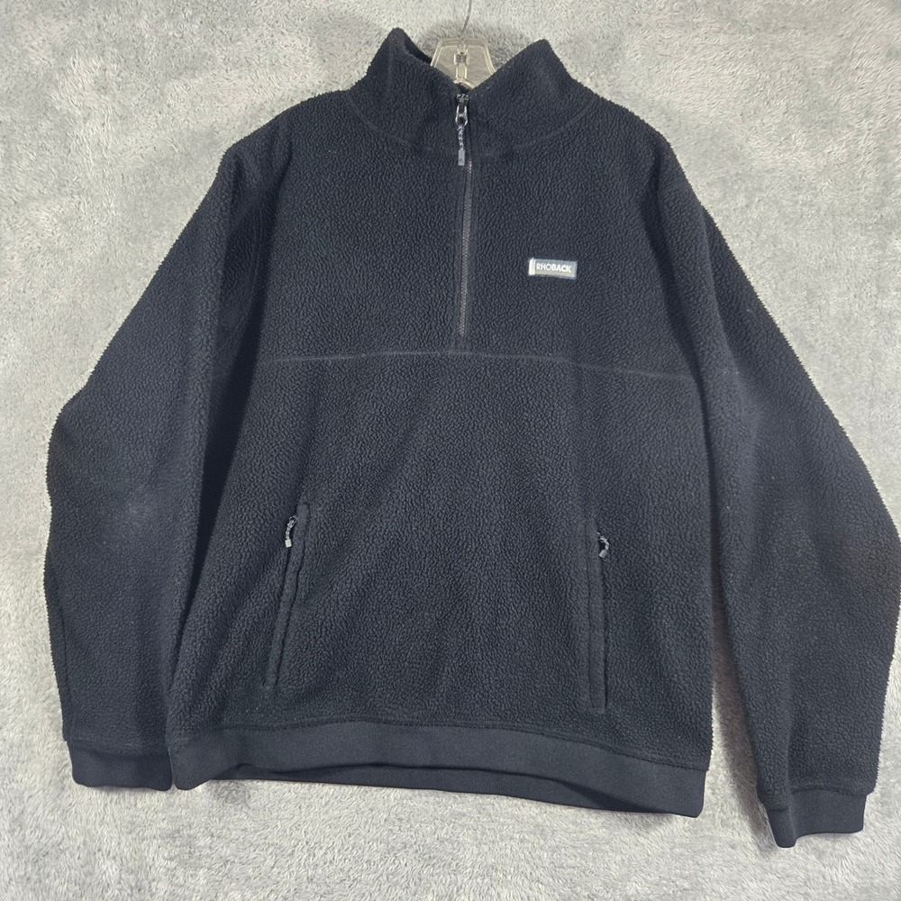 Rhoback Mens XL Black Sherpa Fleece Quarter Zip Pullover Sweater Jacket 0726 C